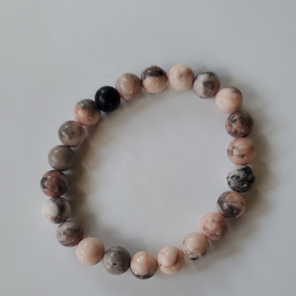 Pink Zebra Jasper Bead Bracelet